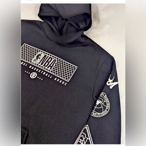 NBA black graphic fleece hoodie, size Medium